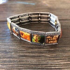 Metal animal and child picture stretch bracelet